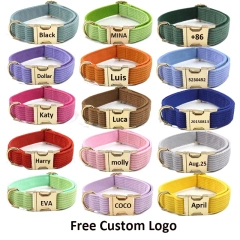 Multi Colors Corduroy Dog Cat Autumn Collars Custom Name Phone Number Puppy Necklace Adjustable Pet Leads Collar