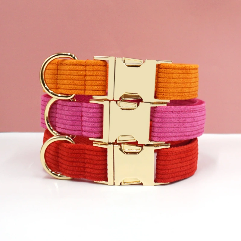 Multi Colors Corduroy Dog Cat Autumn Collars Custom Name Phone Number Puppy Necklace Adjustable Pet Leads Collar