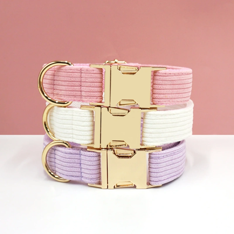 Multi Colors Corduroy Dog Cat Autumn Collars Custom Name Phone Number Puppy Necklace Adjustable Pet Leads Collar
