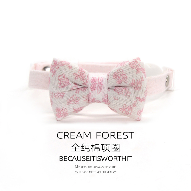 Pet Breakaway Cat Collar, Safe Cute Cotton and Linen Material Adjustable
