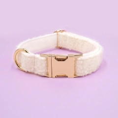 Soft Fleece Teddy Bear Dog Collar - Cozy & Adjustable Pet Necklace for Small Dogs, Cute & Comfortable