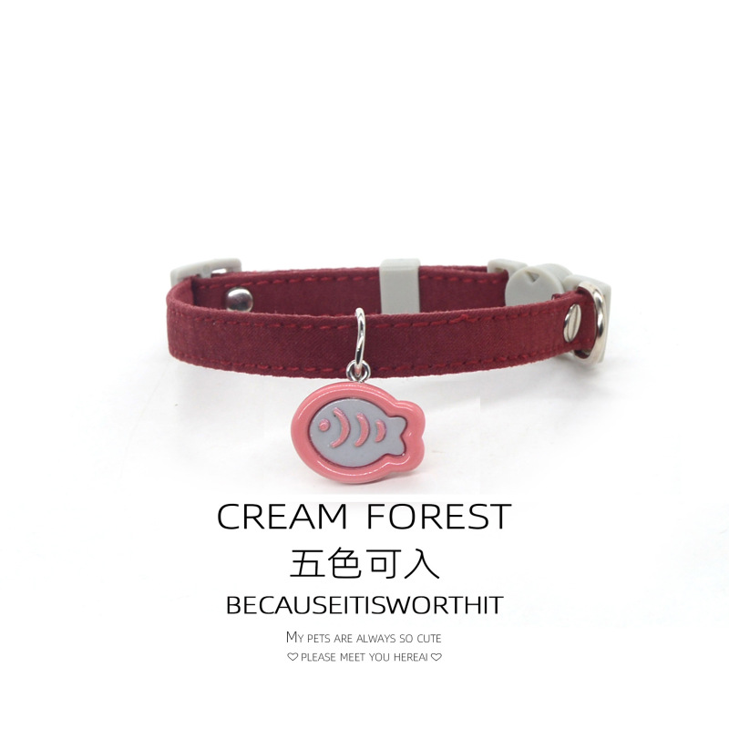 Pet Breakaway Cat Collar, Safe Cute Cotton and Linen Material Adjustable