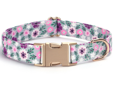 Personalized Dog Id Tag Collars Luxury Pet Necklace Floral Print Puppy Neck Strap