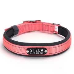 Reflective Dog Collar Personalized Pet Tag Collar Custom Puppy Cat Nameplate ID Collars Engraved Comfortable Diving cloth Padded