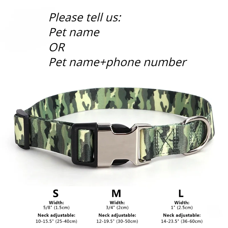 Custom Large Dog Collar Cute Print Personalized Pet Collar Nylon Puppy Dogs ID Collars Engraved Name for Small Medium Large Dog