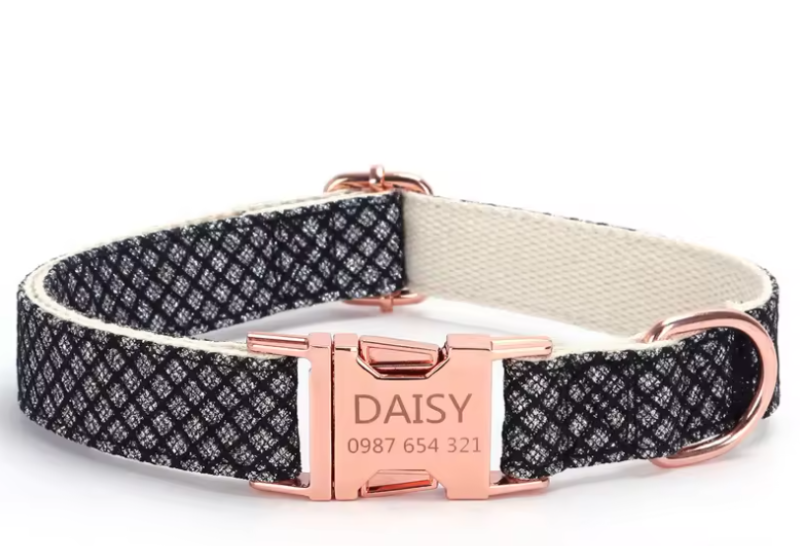 Personalized Engravable Luxury Polyester Pet Collar Set