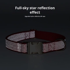 Glow Castle Solid Reflective Eco-friendly Nylon Dog Collar Luxury Metal Buckle Personalized Engraved Durable Training Leash