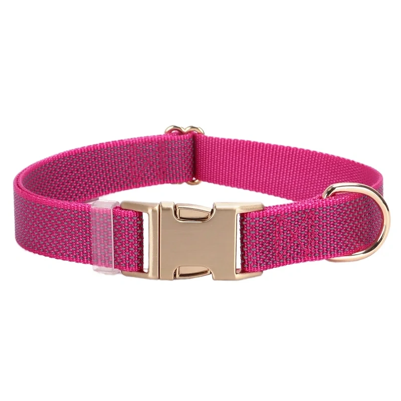Glow Castle Solid Reflective Eco-friendly Nylon Dog Collar Luxury Metal Buckle Personalized Engraved Durable Training Leash