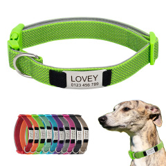 Personalized Dog Collar with Removable Engraved Tag Nylon Reflective Strap