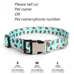 Custom Large Dog Collar Cute Print Personalized Pet Collar Nylon Puppy Dogs ID Collars Engraved Name for Small Medium Large Dog