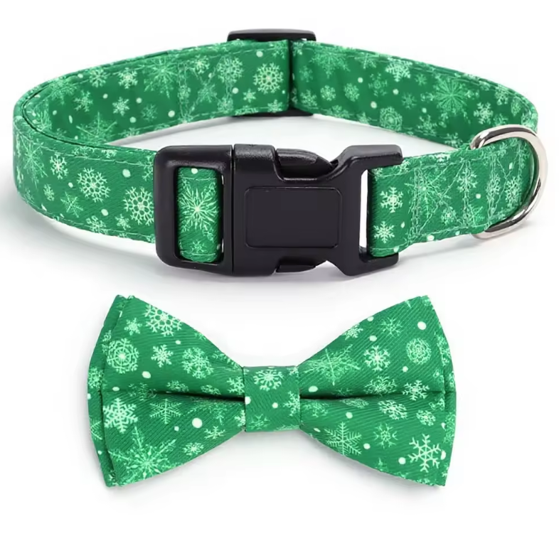 Halloween Christmas Plaid Pet Collar Plaid Snowflake Santa Claus Printed Bow Ties