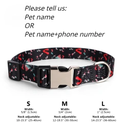 Custom Large Dog Collar Cute Print Personalized Pet Collar Nylon Puppy Dogs ID Collars Engraved Name for Small Medium Large Dog