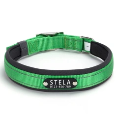 Reflective Dog Collar Personalized Pet Tag Collar Custom Puppy Cat Nameplate ID Collars Engraved Comfortable Diving cloth Padded