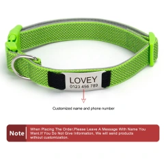Personalized Dog Collar with Removable Engraved Tag Nylon Reflective Strap Solid Metal D-Ring Color Adjustable Buckle Pet collar