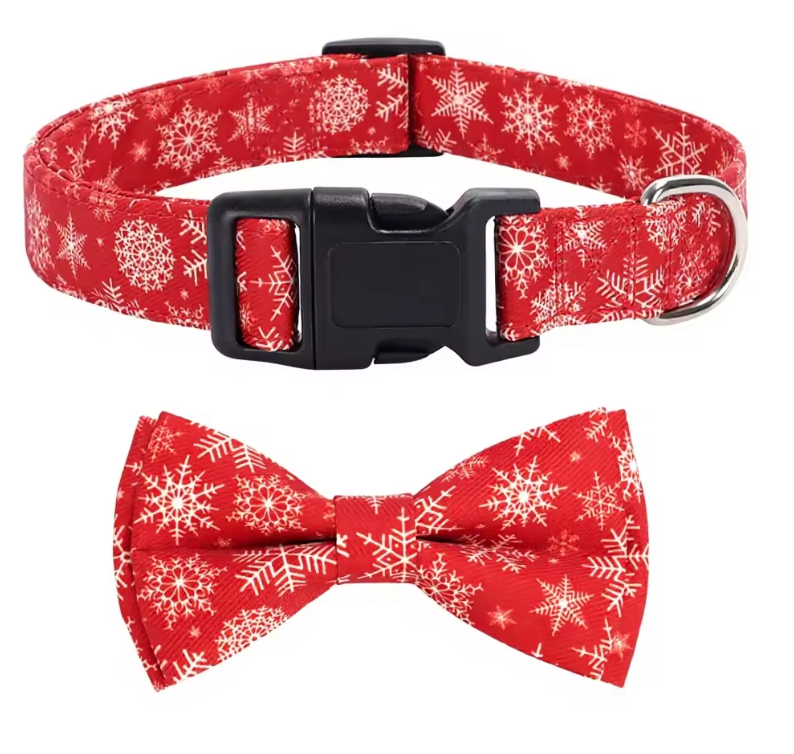 Halloween Christmas Plaid Pet Collar Plaid Snowflake Santa Claus Printed Bow Ties
