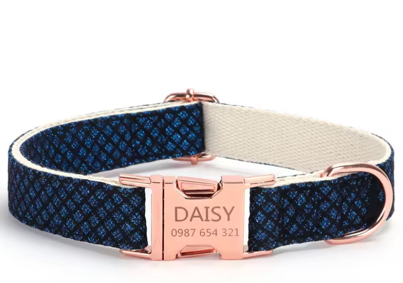 Personalized Engravable Luxury Polyester Pet Collar Set