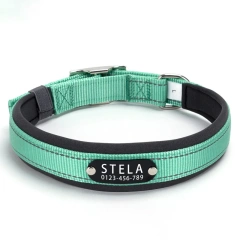 Reflective Dog Collar Personalized Pet Tag Collar Custom Puppy Cat Nameplate ID Collars Engraved Comfortable Diving cloth Padded