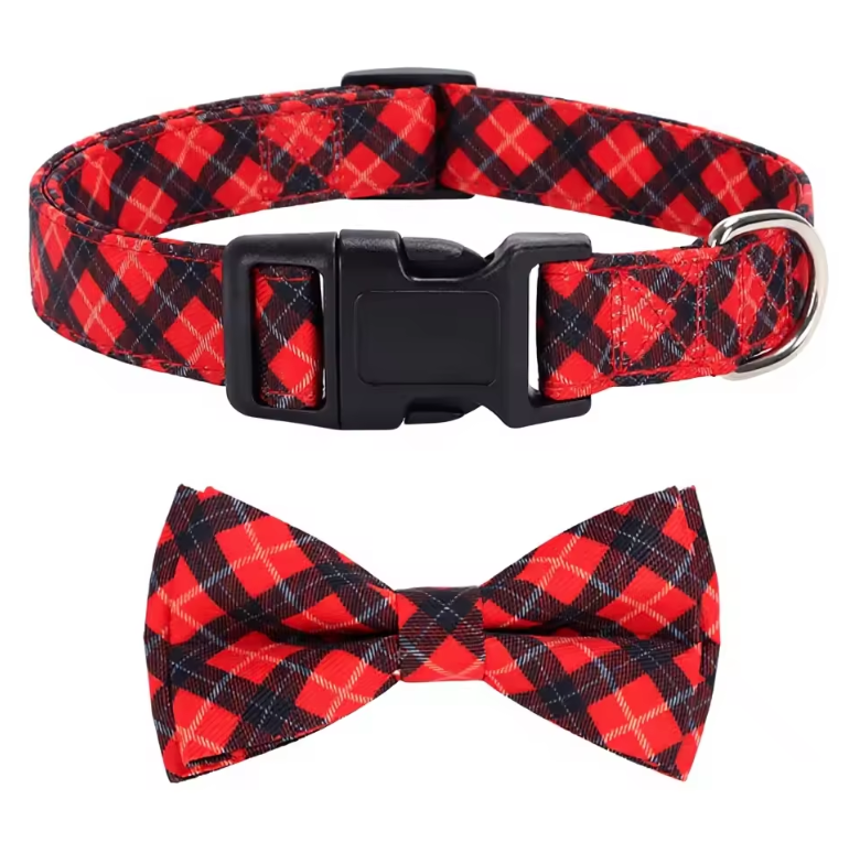 Halloween Christmas Plaid Pet Collar Plaid Snowflake Santa Claus Printed Bow Ties