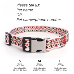Custom Large Dog Collar Cute Print Personalized Pet Collar Nylon Puppy Dogs ID Collars Engraved Name for Small Medium Large Dog