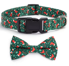 Halloween Christmas Plaid Pet Collar Plaid Snowflake Santa Claus Printed Bow Ties
