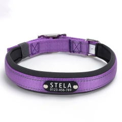 Reflective Dog Collar Personalized Pet Tag Collar Custom Puppy Cat Nameplate ID Collars Engraved Comfortable Diving cloth Padded