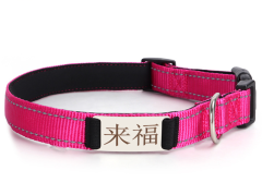 Reflective Nylon Dog Collar Adjustable Engraved Name Plate Pet Dog Collar Personalized