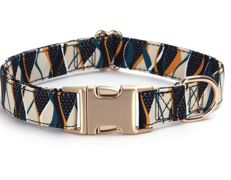 Personalized Dog Id Tag Collars Luxury Pet Necklace Floral Print Puppy Neck Strap