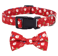 Halloween Christmas Plaid Pet Collar Plaid Snowflake Santa Claus Printed Bow Ties
