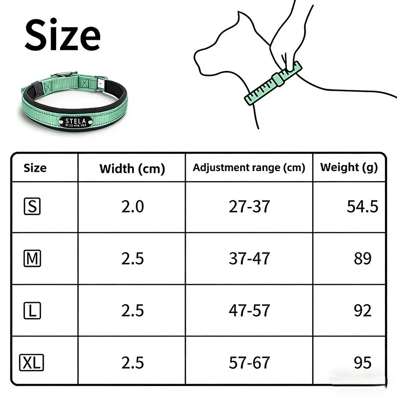 Reflective Dog Collar Personalized Pet Tag Collar Custom Puppy Cat Nameplate ID Collars Engraved Comfortable Diving cloth Padded