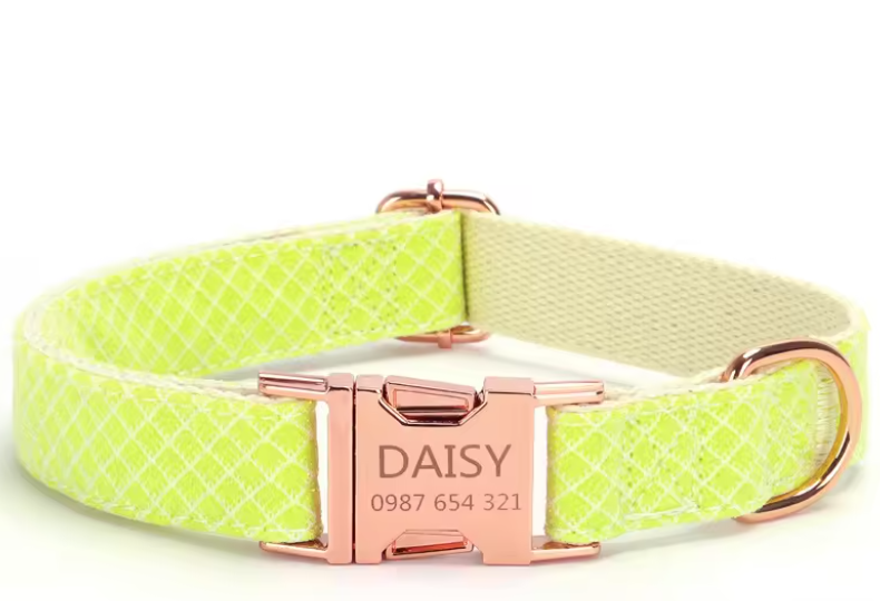 Personalized Engravable Luxury Polyester Pet Collar Set