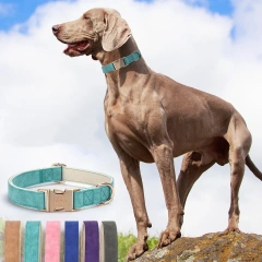 Soft Pu Leather Cotton Webbing Adjustable Pet Dog Collar