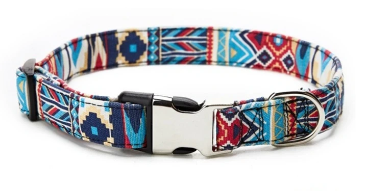 New Bohemian Floral Dog Collar with Metal Buckle Trendy Pet Accessory for Small Medium Dogs Collar Dog Harness Pet Collars