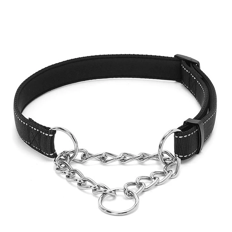 New Dogs Collars Supplies Pinch Collar Leads Pet Products Nylon Reflective Dog Training Soft Lined Dog Necklace P Chain