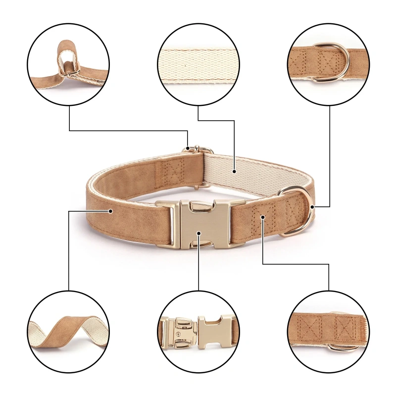 Soft Pu Leather Cotton Webbing Adjustable Pet Dog Collar