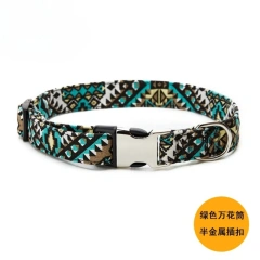 New Bohemian Floral Dog Collar with Metal Buckle Trendy Pet Accessory for Small Medium Dogs Collar Dog Harness Pet Collars