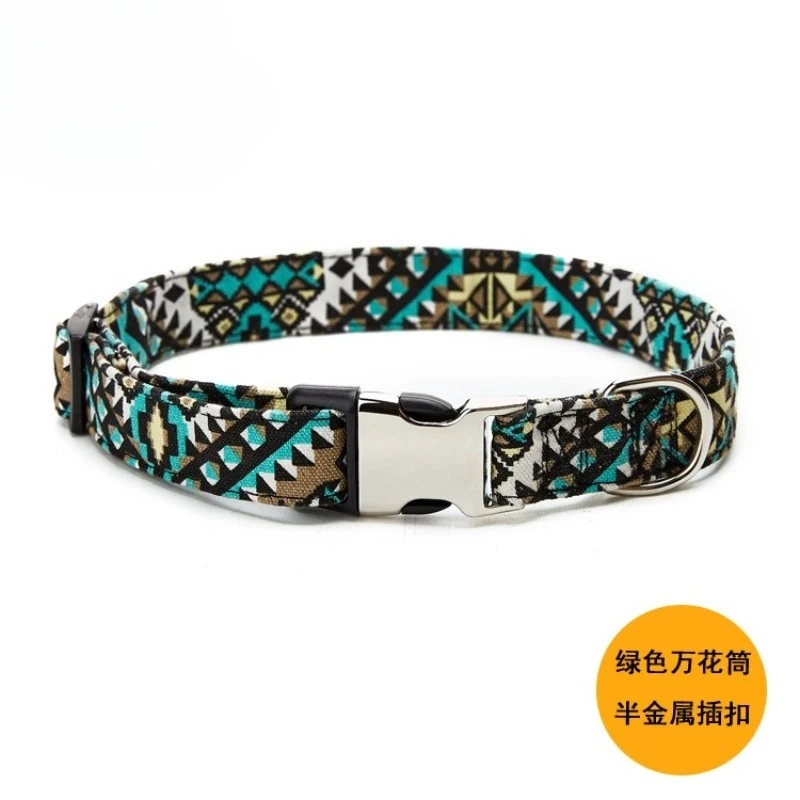 New Bohemian Floral Dog Collar with Metal Buckle Trendy Pet Accessory for Small Medium Dogs Collar Dog Harness Pet Collars