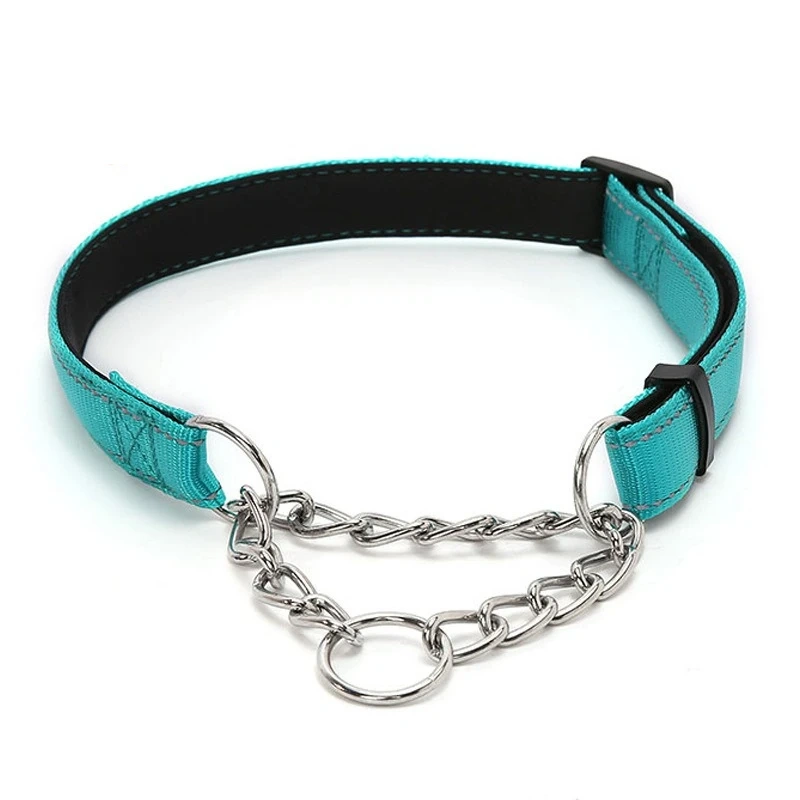 New Dogs Collars Supplies Pinch Collar Leads Pet Products Nylon Reflective Dog Training Soft Lined Dog Necklace P Chain