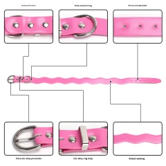 Pu Leather Accessories Dog Collar Macaron Adjustable High-End Special-Shaped Wave Banquet Birthday Ribbon Solid Pet Collar