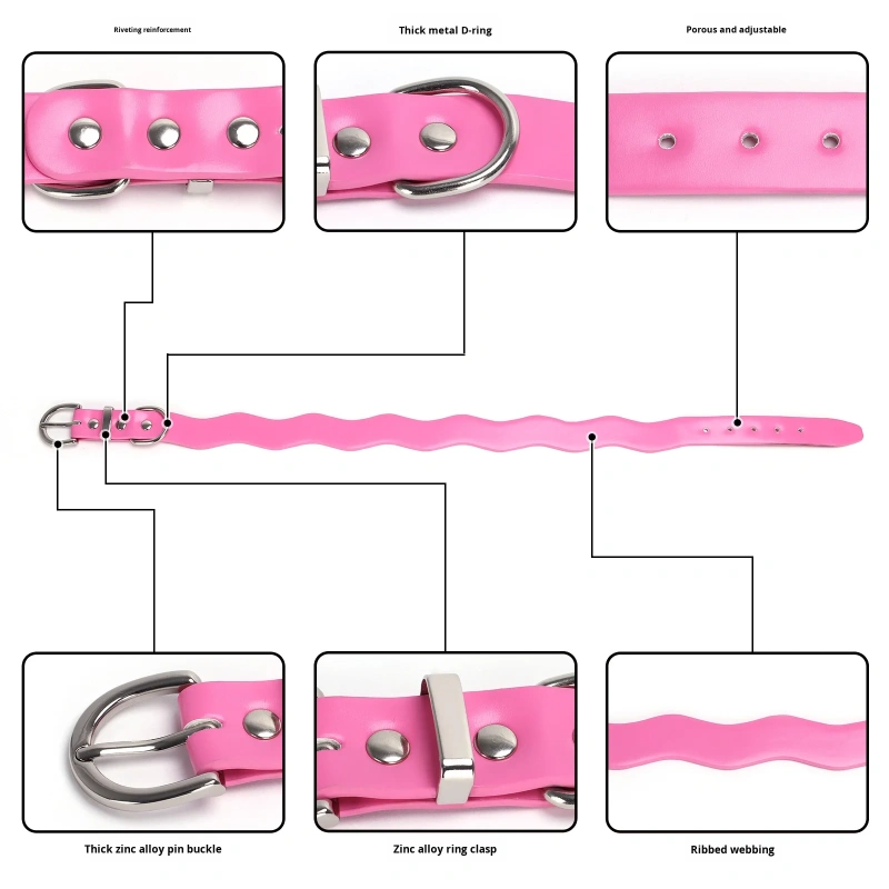 Pu Leather Accessories Dog Collar Macaron Adjustable High-End Special-Shaped Wave Banquet Birthday Ribbon Solid Pet Collar