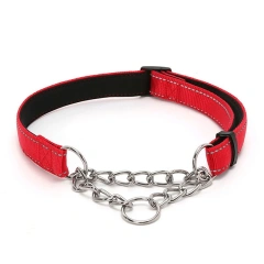 New Dogs Collars Supplies Pinch Collar Leads Pet Products Nylon Reflective Dog Training Soft Lined Dog Necklace P Chain