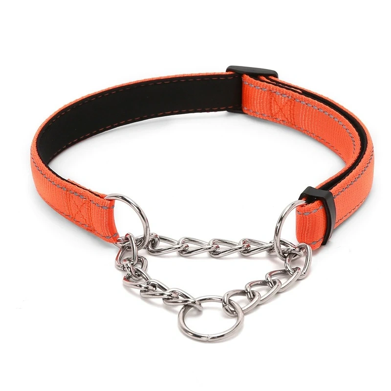 New Dogs Collars Supplies Pinch Collar Leads Pet Products Nylon Reflective Dog Training Soft Lined Dog Necklace P Chain