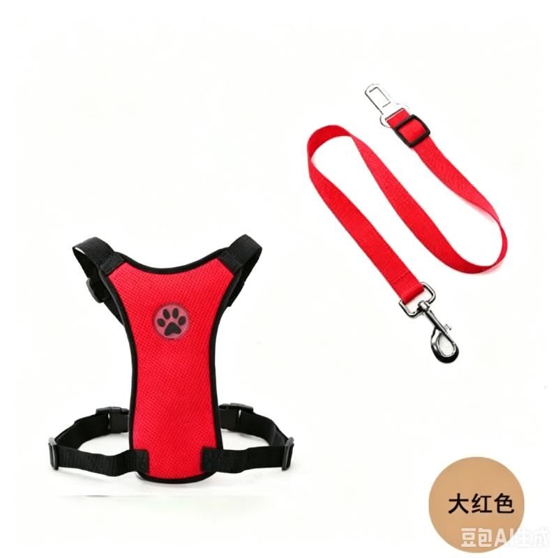 Breathable Mesh Dog Harness Leash With Adjustable Straps Pet Harness With Car Automotive Seat Safety Belt