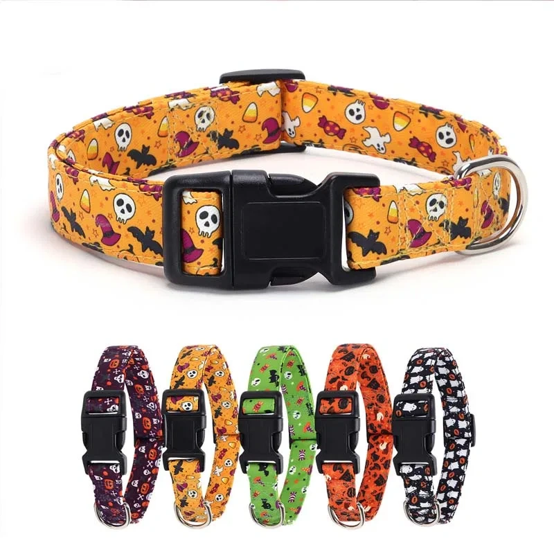 Halloween Themed Dog Collar for Small and Medium Dogs Adjustable Pet Neck Collar Wholesale