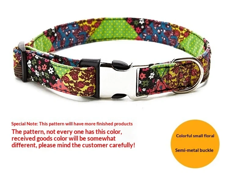 New Bohemian Floral Dog Collar with Metal Buckle Trendy Pet Accessory for Small Medium Dogs Collar Dog Harness Pet Collars