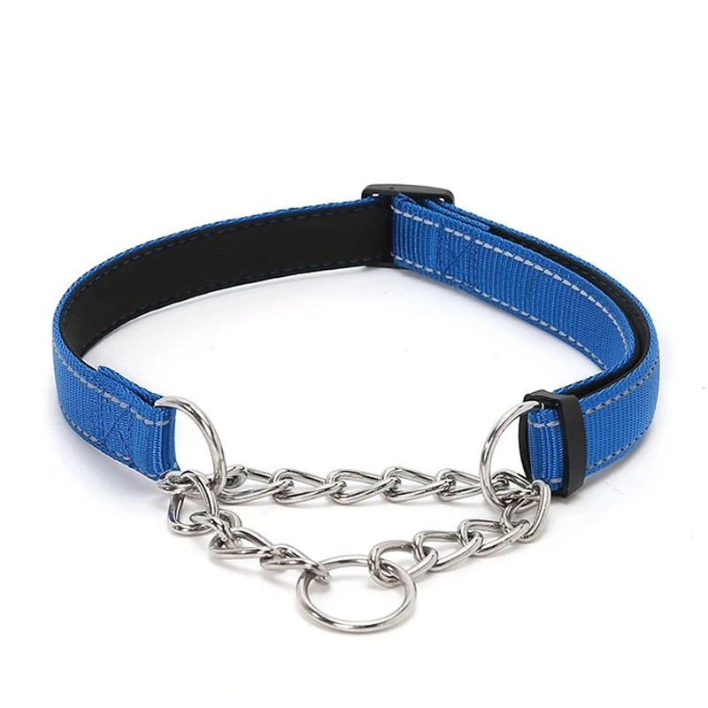 New Dogs Collars Supplies Pinch Collar Leads Pet Products Nylon Reflective Dog Training Soft Lined Dog Necklace P Chain