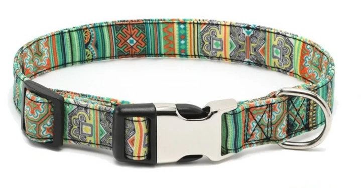 New Bohemian Floral Dog Collar with Metal Buckle Trendy Pet Accessory for Small Medium Dogs Collar Dog Harness Pet Collars