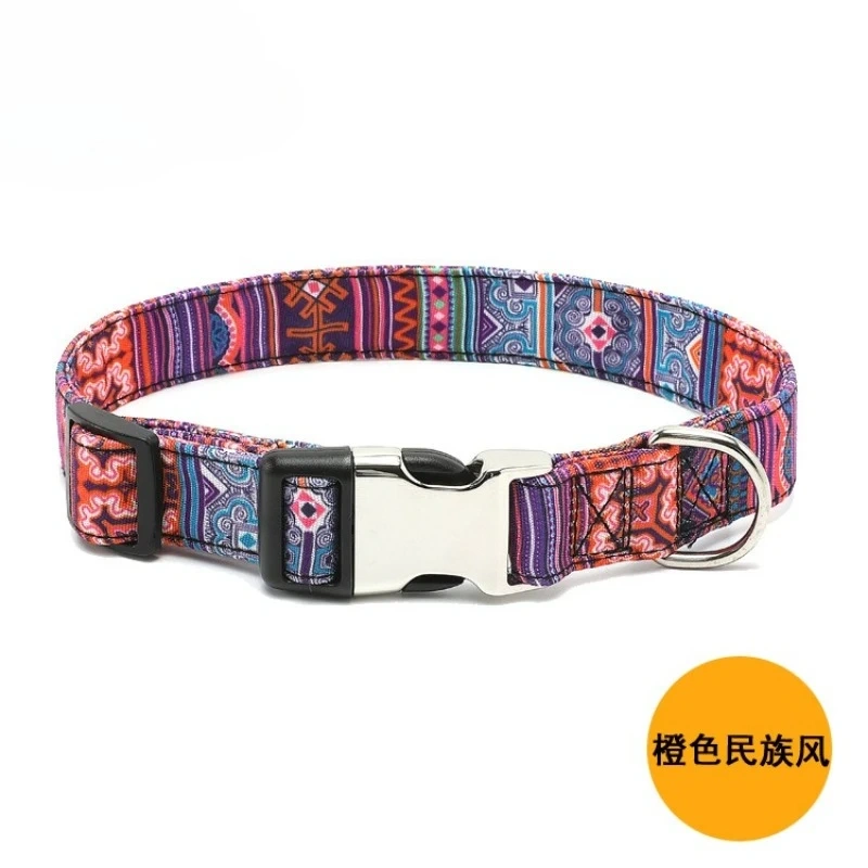 New Bohemian Floral Dog Collar with Metal Buckle Trendy Pet Accessory for Small Medium Dogs Collar Dog Harness Pet Collars