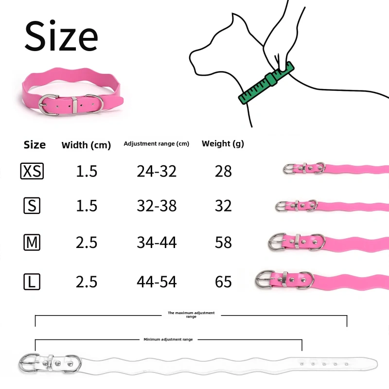 Pu Leather Accessories Dog Collar Macaron Adjustable High-End Special-Shaped Wave Banquet Birthday Ribbon Solid Pet Collar