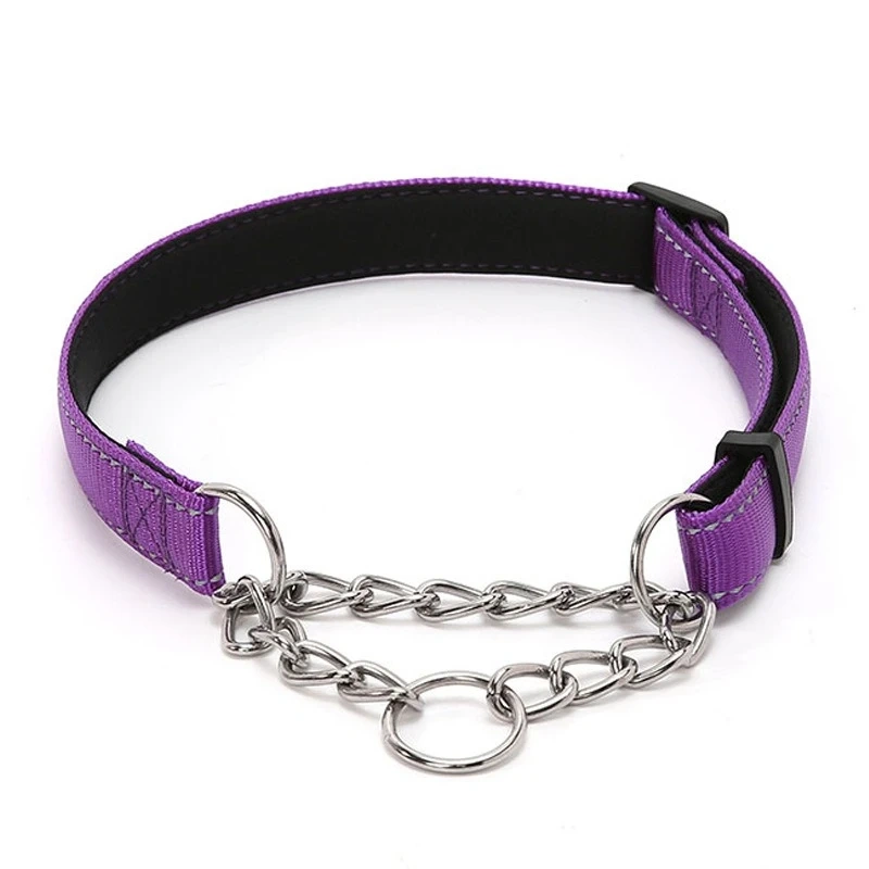 New Dogs Collars Supplies Pinch Collar Leads Pet Products Nylon Reflective Dog Training Soft Lined Dog Necklace P Chain