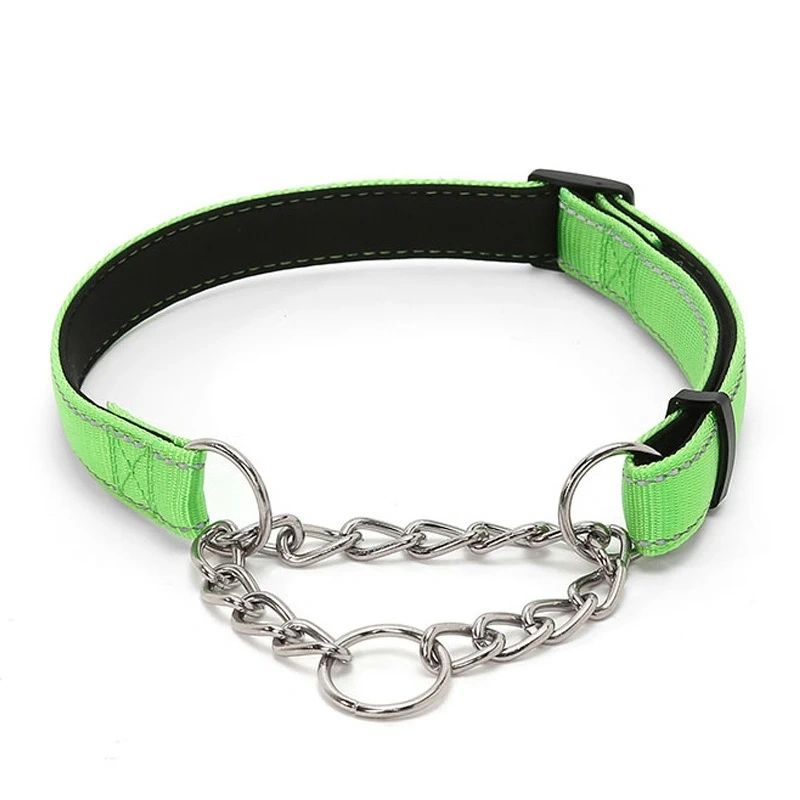 New Dogs Collars Supplies Pinch Collar Leads Pet Products Nylon Reflective Dog Training Soft Lined Dog Necklace P Chain